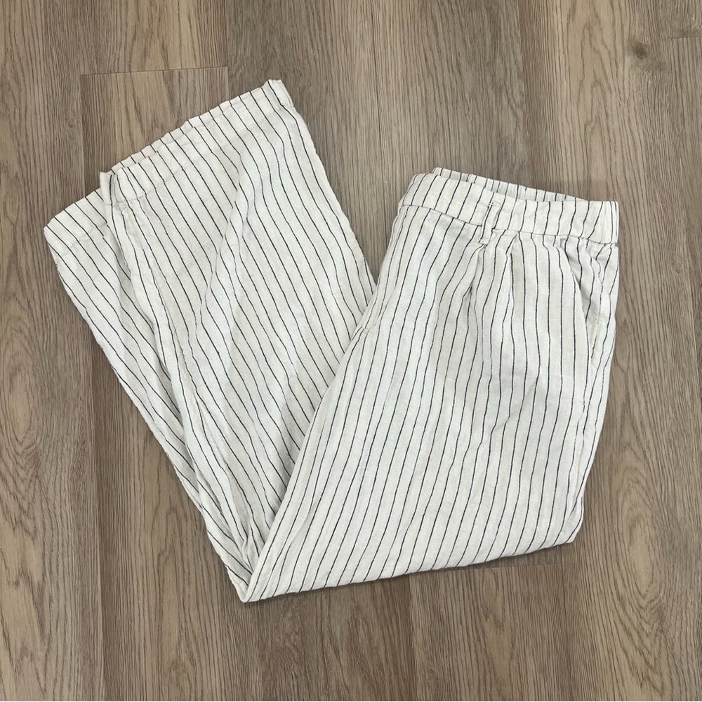 a new day Women’s Linen Blend Pinstripe Wide Leg Pants - Size 14